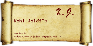 Kohl Jolán névjegykártya
