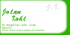 jolan kohl business card