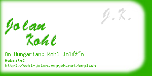 jolan kohl business card